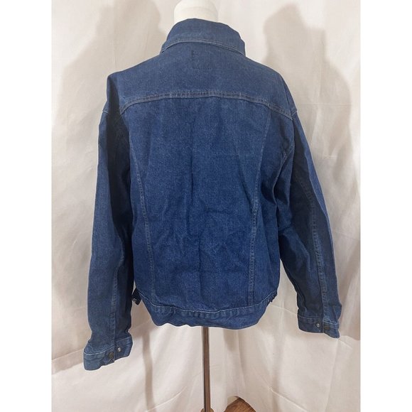 Vintage Saddle King Western Denim Jean Trucker Jacket USA Made Mens Large - Picture 7 of 8